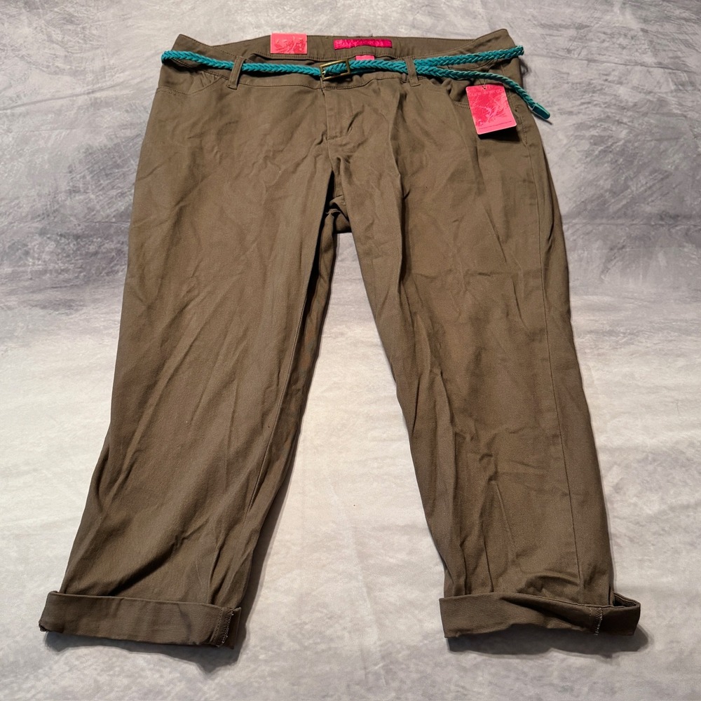 womens cropped twill pants, size 16‎ khaki color NWT